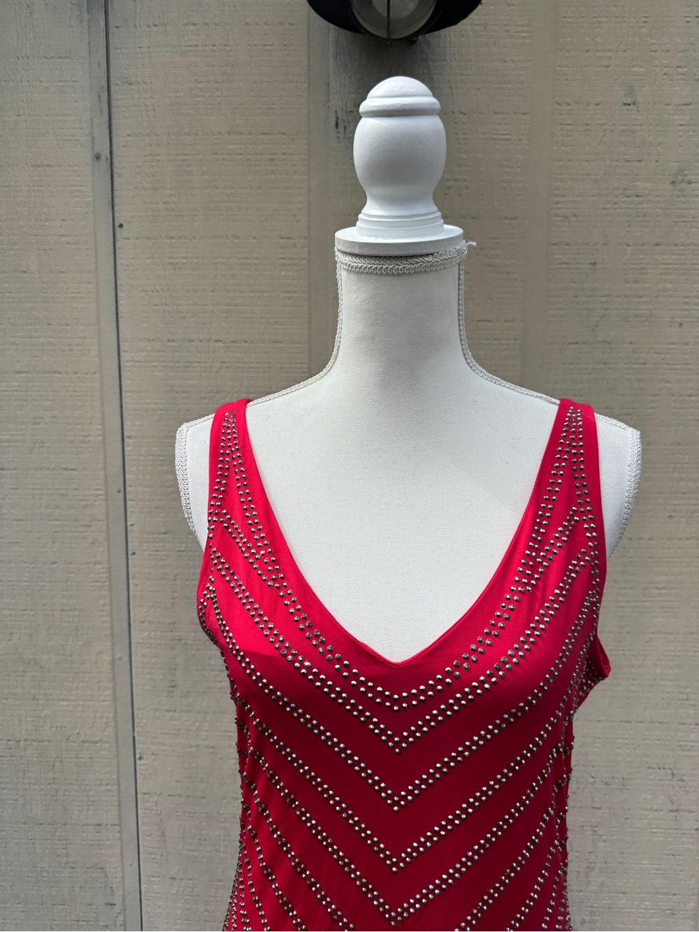 Cache Red Beaded Mini Dress - Picture 3 of 6
